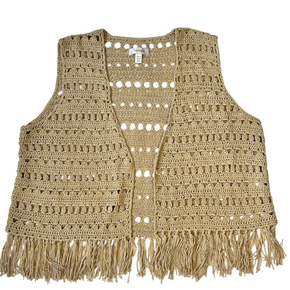 DressBarn Crochet Vest Fringe Sleeveless Boho Festival Coachella Sz 18/20 - Picture 1 of 6